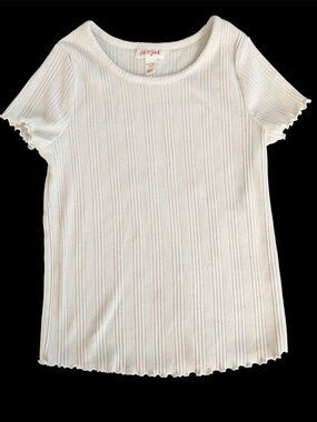 Cat & Jack Girl's Ribbed White Stretch Size Medium (7/8) Splatter Color Shirt